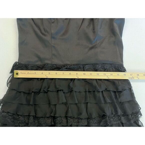 Express Design Studio Dress Strapless Ruffle Mini Tiered Black Womens 12‎ - Picture 7 of 10